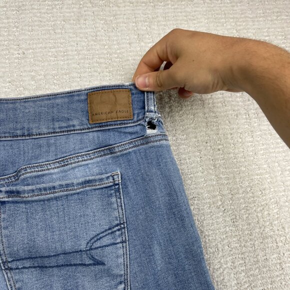 American Eagle Outfitters Artist Crop Next Level Stretch Blue Jeans Women 14 Reg - Picture 8 of 12